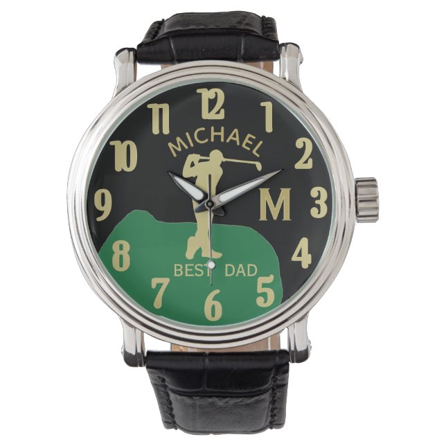 Montre Monogramme personnalisé Nom de golf meilleur papa  (devant)