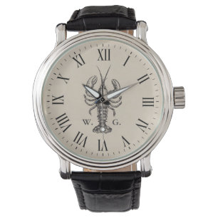 Montre Monogramme personnalisé par homard nautique