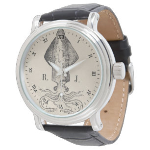 Montre Monogramme personnalisé par poulpe nautique