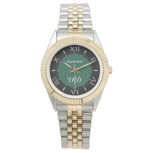 Montre Monogramme personnalisé turquoise en fibre de carb