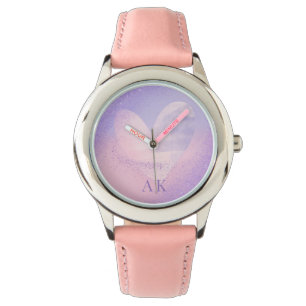 Montre Monogramme Purple Pink Gradient Coeur