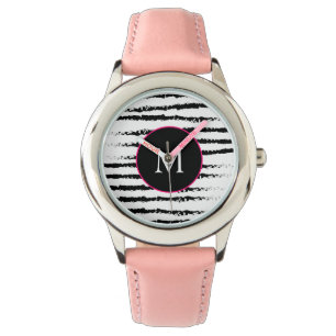Montre Monogramme rayé noir blanc