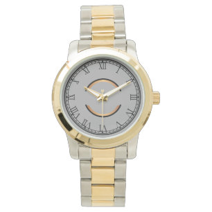 Montre Monogramme rustique Unisex surdimensionné Deux ton