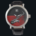 Montre Monogramme Saxophone personnalisé Monogramme montr<br><div class="desc">Pour personnaliser/customiser avec les initiales/le nom du destinataire,  choisissez la police idéale,  la couleur de police ou supprimez-la si vous n'en avez pas besoin. Disponible en plusieurs styles et couleurs.</div>