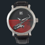 Montre Monogramme Saxophone personnalisé Monogramme montr<br><div class="desc">Pour personnaliser/customiser avec les initiales/le nom du destinataire,  choisissez la police idéale,  la couleur de police ou supprimez-la si vous n'en avez pas besoin. Disponible en plusieurs styles et couleurs.</div>