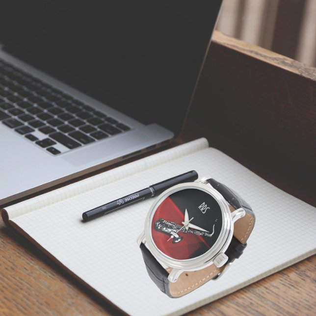 Montre Monogramme Saxophone personnalisé Monogramme montr (Créateur téléchargé)