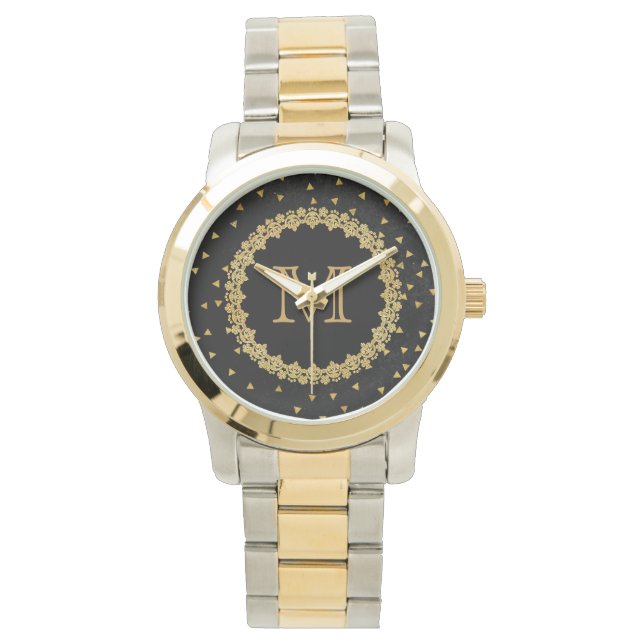 Montre Monogramme scintillant noir et or (devant)