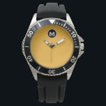 Montre Monogramme sportif minimaliste moderne<br><div class="desc">Monogramme sportif moderne Tendance Mustard Jaune Noir et Blanc Emblème Monogramme Classique Minimal Typographie</div>