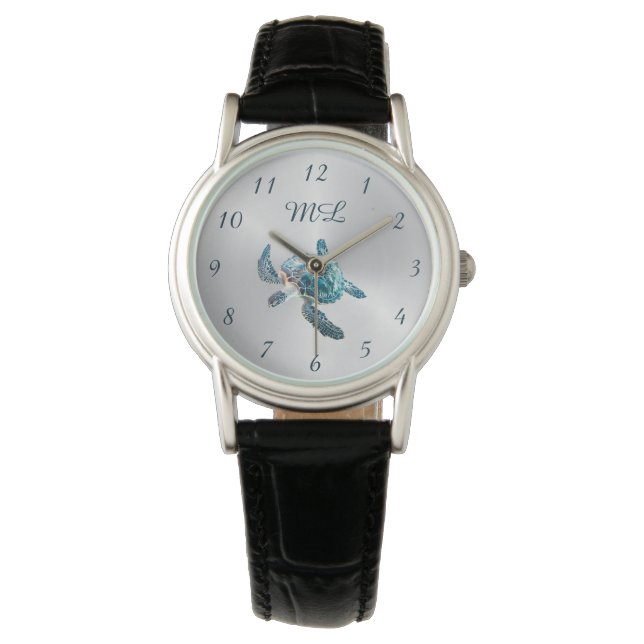 Montre Monogramme Tortue Argent 3D (devant)