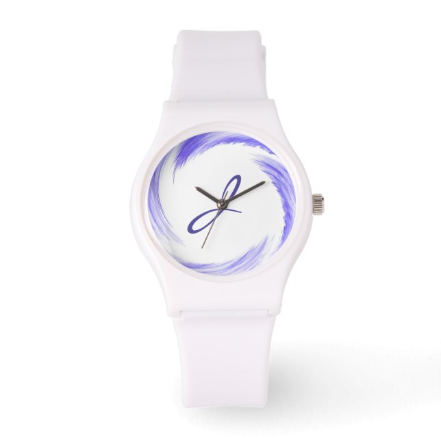 Montre Monogramme Tourbillon Bleu Violet Art Abstrait (Recto)