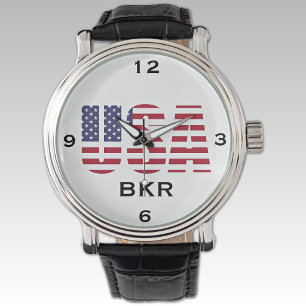 Montre Monogramme USA Vintage Black Leather Watch
