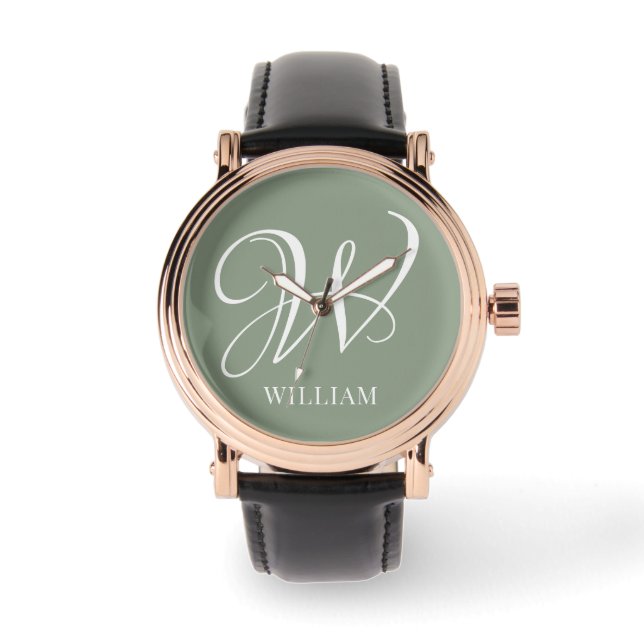 Montre Monogramme vert de l'élégance de la taille personn (Recto)