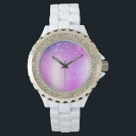 Montre Monogramme Violet Pailleté Scintillant Écriture Fé<br><div class="desc">Montre Monogramme Métal Brossé Pailleté Scintillant Métallisé Faux Feuilleton Violet. C'est le cadeau parfait pour la remise des diplômes, l'anniversaire, le mariage, la douche de mariée, l'anniversaire de mariage, la douche de bébé ou l'enterrement de vie de jeune fille pour quelqu'un qui aime le luxe glamour et les styles chics....</div>