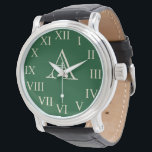 Montre Monographie personnalisée pour hommes verts<br><div class="desc">Personnalisez cette montre de mode classique à visage vintage,  élégante et audacieuse en changeant la lettre monogramme. Cette montre monogrammed classique est idéal pour les hommes ou les femmes,  papa,  grand-père,  petit ami,  etc... .</div>