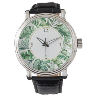 Montre Monstera Tropical Leaf Wreath Mens Watch