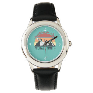 Montre Montagnes pastel vintage appellent monogramme ciel