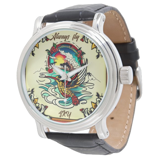 Montre Monterey Tattoo Design : Un symbole de force Powe- (Incliné)