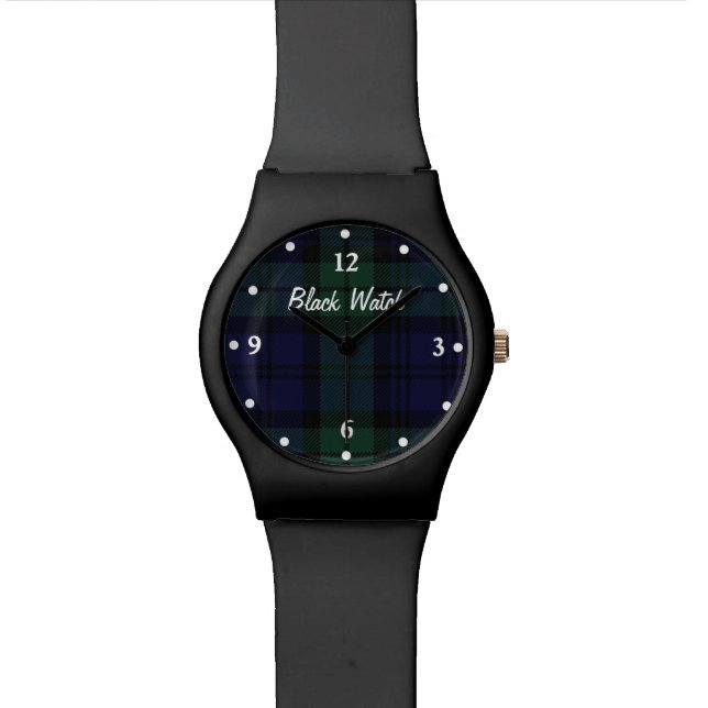 Montre Montre-bracelet noire de coutume de plaid de (Fermer)