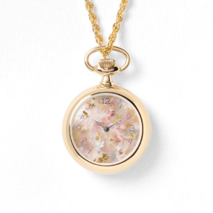 Montre Montre-collier Abstrait Mauve & Gold Floral