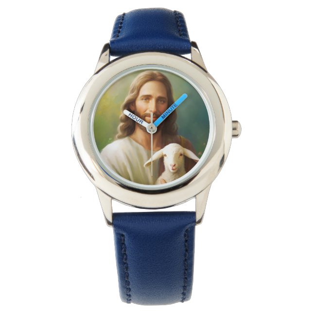 Montre Montre-Jésus en cuir classique pour enfants (devant)