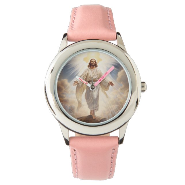 Montre Montre-Jésus en cuir classique pour enfants (devant)