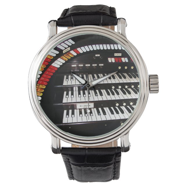 Montre Montre-poignet pour orgue antique, bracelet en cui (devant)