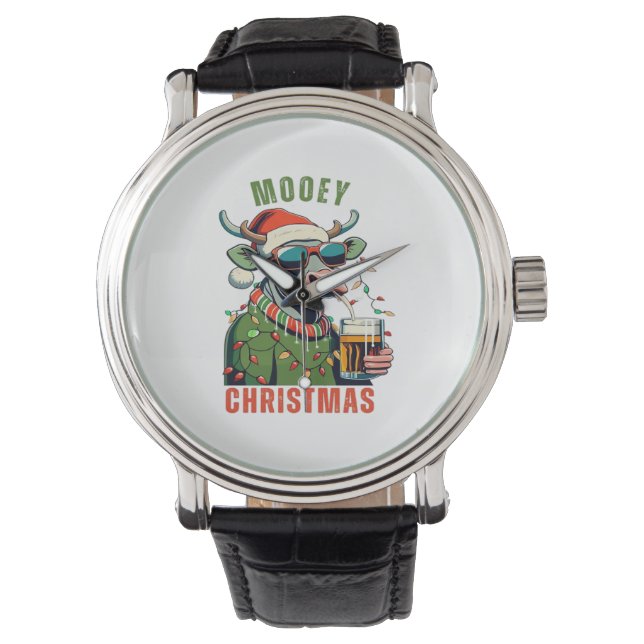 Montre Mooey Noël Highland Cow Light Santa Hat T-Shi (devant)
