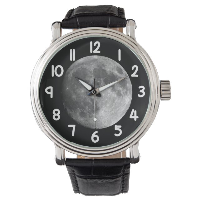 Montre Moon Wrist Watch – Black Night Sky Space Timepiece (devant)