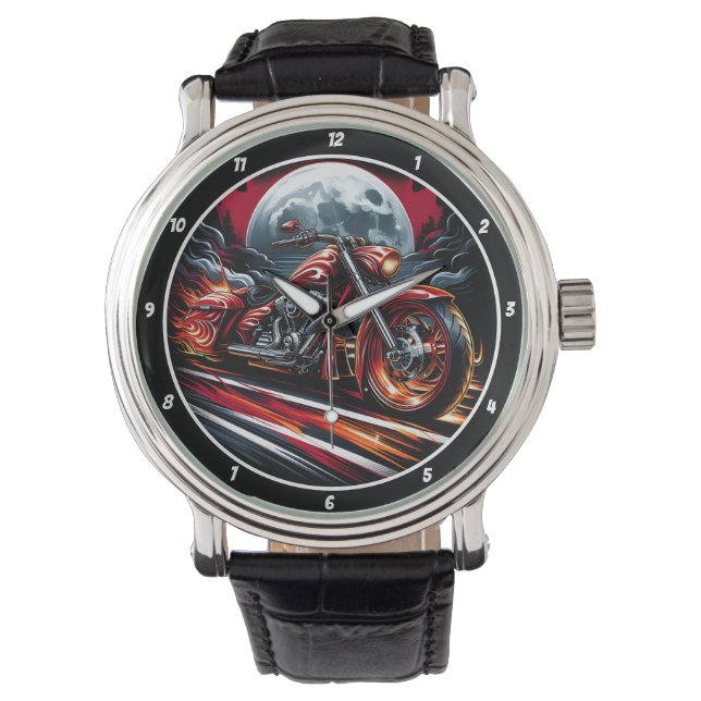 Montre Moonlit Ride, Fiery Motorcycle Watch (devant)