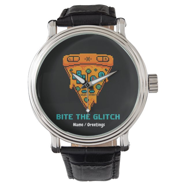 Montre Mords le Bug Retro 8-Bit Pixel Pizza Joueur (devant)
