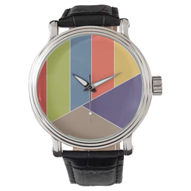 Montre MOSAIC rayures triangles couleur I + vos idées (devant)