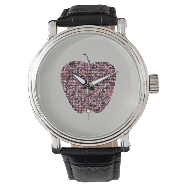 Montre Mosaic Rouge Pomme mâle enseignant Merci de classe (devant)