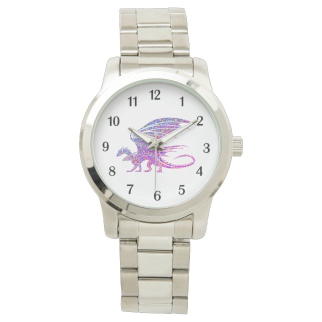 Montre Mosaïque Dragon Pourpre Noir Numéros (devant)