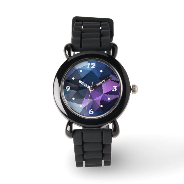 Montre Mosaïque en bleu et rose (Recto)