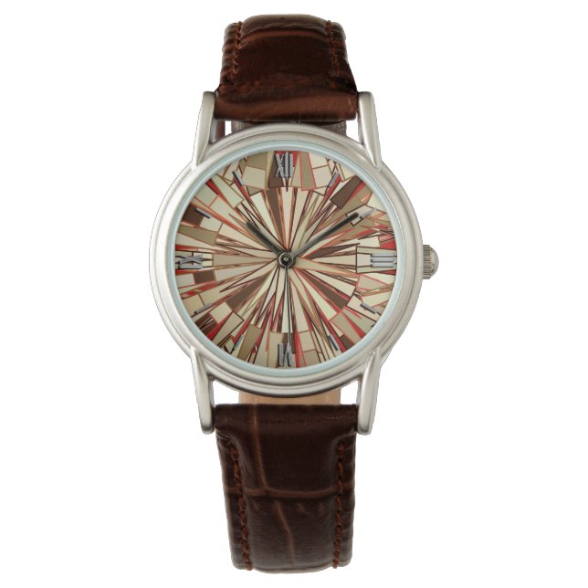 Montre Mosaïque géométrique moderne, Brown et beige (devant)