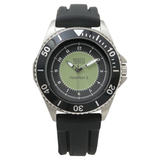 Montre Moss Green Arrière - plan Solid Color Personnalise (devant)