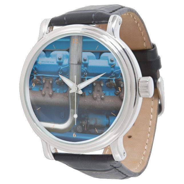 Montre Moteur de tracteur bleu (Incliné)