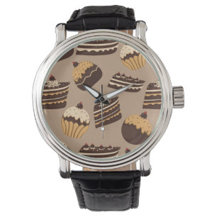 Montre Motif 3 de chocolat et de pâtisseries