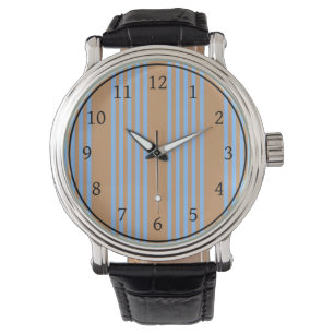 Montre Motif à cinq bandes bleu et brun