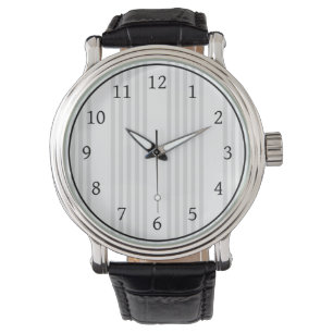 Montre Motif à cinq bandes gris clair et blanc