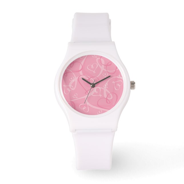 Montre Motif à coeur rose (Recto)