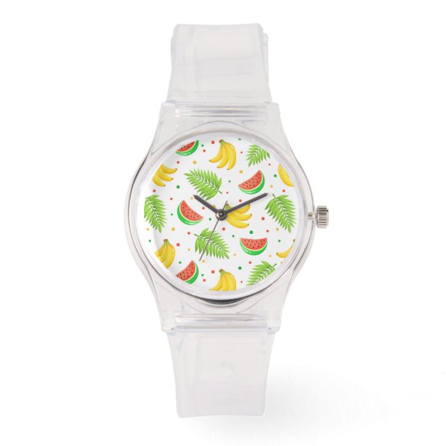 Montre Motif à point de polka de fruits tropicaux (Recto)