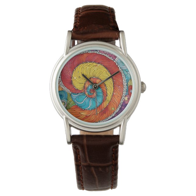 Montre Motif abstrait de escargot, multicolore (devant)