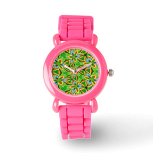 Montre Motif Abstrait jaune