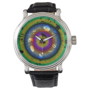 Montre Motif Abstrait multicolore circulaire