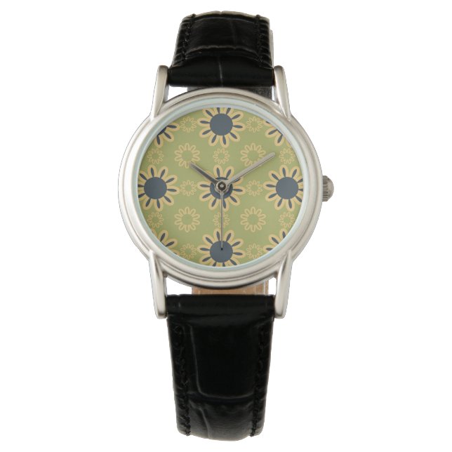 Montre Motif Abstrait noir et jaune rétro (devant)