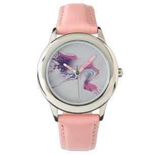 Montre Motif abstrait rose et violet.