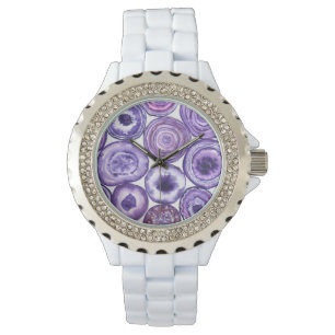 Montre Motif agate violet