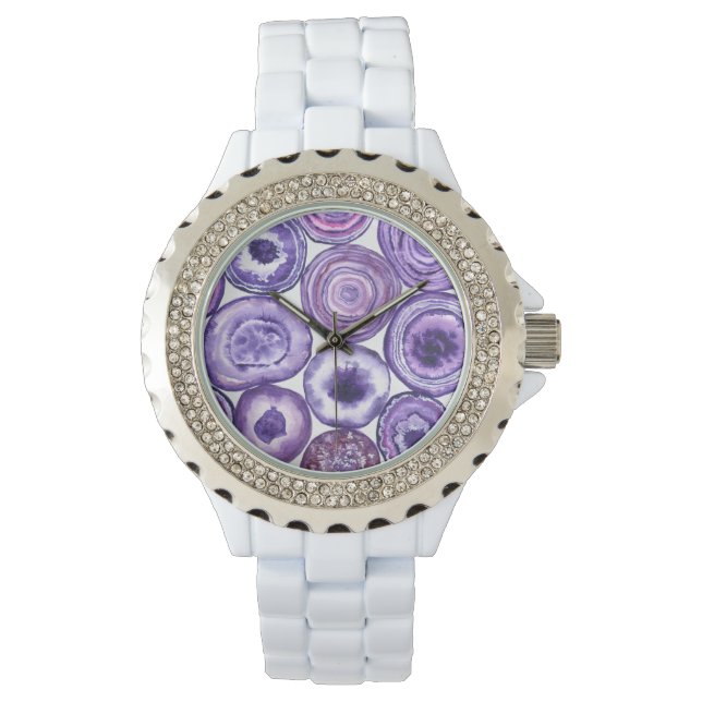 Montre Motif agate violet (devant)
