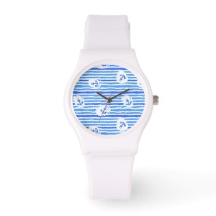 Montre Motif Ancre aquarelle 1